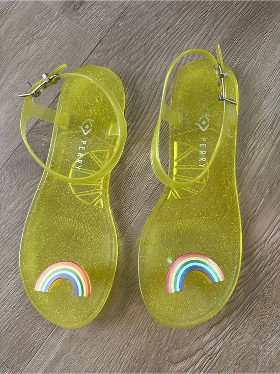 Katy Perry Collections Shoes - Katy Perry Collections Yellow Glitter Jelly Sandals with Rainbow Appliqués